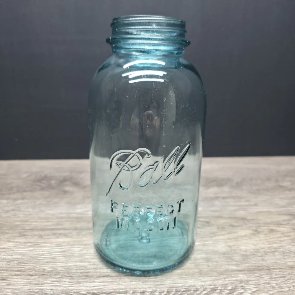 Vintage Blue Ball Perfect Mason Jar 2 Quart Half Gallon Canning Jar 8 Base